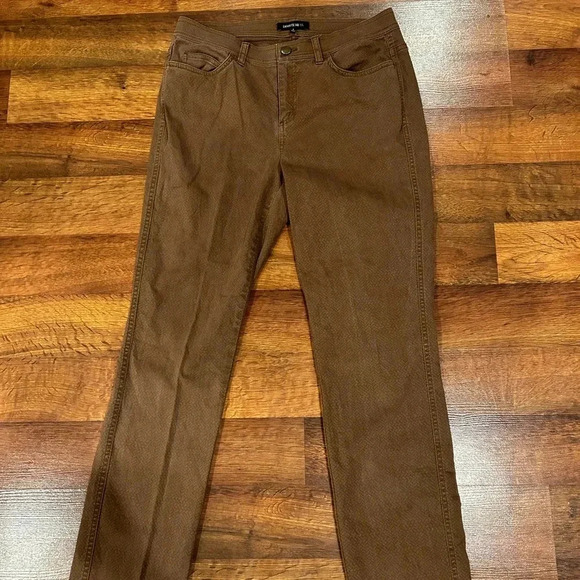 Lafayette 148 Herringbone Brown Trouser Pants Size 8 Stretch 5 Pocket - Picture 1 of 8